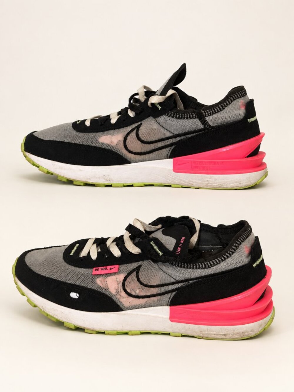 Nike Waffle One Black Gray Pink Lime Sneakers Women's 7.5 DM8143-100